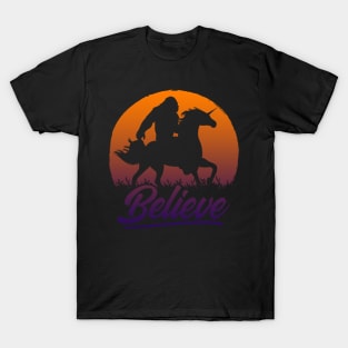 Bigfoot Riding Unicorn Vintage Sasquatch T-Shirt